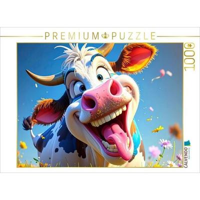 CALVENDO Puzzle Witzig und irre, eine lustige Kuh streckt die Zunge raus | 1000 Teile Lege-Größe 64 × 48 cm Foto-Puzzle für glückliche Stunden, von ,