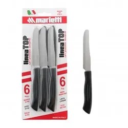 Marietti Top-Tafelmesser, 6er-Pack, doppelt gezahnte Klinge, M/plas-Schärfvorrichtung