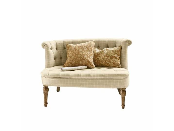 Loberon Sofa Weralin, beige Chesterfield, Küchenmöbel, Bezug aus Naturfasern, Chesterfield-Design, Ästhetische Eichenholzfüße