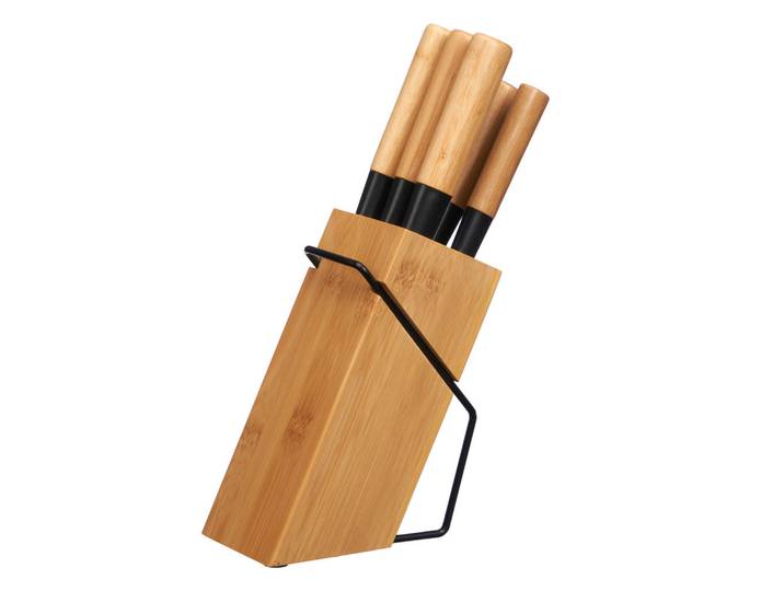Kinvara Küchenmesser Set 6-teilig Bambus Bamy, Braun, Naturmaterialen, 8.5x36x18.5 cm, Kochgeschirr, Küchenmesser, Messerblöcke