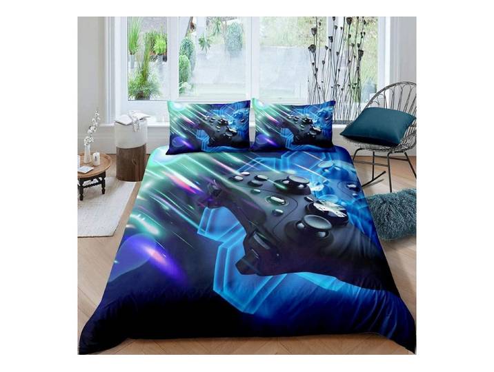 LuxusKollektion Jugendbettwäsche Bettwäsche Set 220x240cm Hexagon Blau Kinder