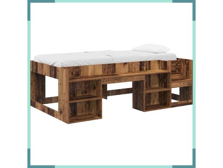FHE Cadre de lit pour enfants - Bois - Rangement - Intérieur - Bois ancien - 103 5x193 5x65 cm