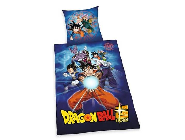 Herding Bettwäsche Dragonball Super, Kopfkissenbezug 70 x 90 cm mit Reißverschluss und Wende-Motiv, Bettbezug 140 x 200 cm, Mit Reißverschluss, 100% Baumwolle/Renforcé
