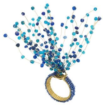 Saro Lifestyle Beaded Spray Design Napkin Ring (Set of 4)