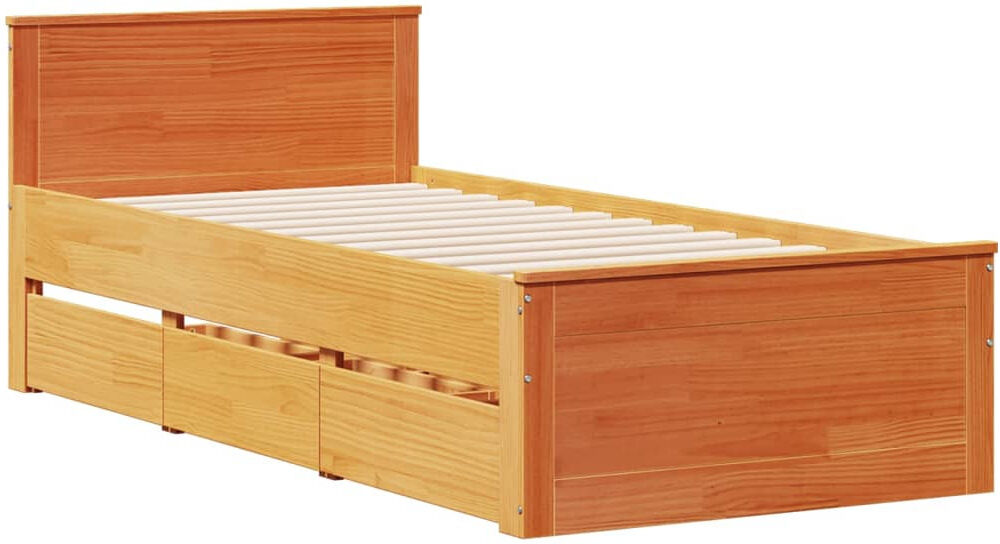 ClassicLiving Dairine Solid Wood Storage Bed Wax Brown European Single (90 x 200cm)