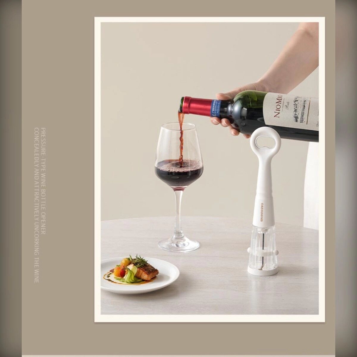 INF 2-in-1 Luftdruck-Weinöffner mit Folienklinge - ABS+Edelstahl, ergonomischer Griff, Korkentfernung ohne Beschädigung Weiß