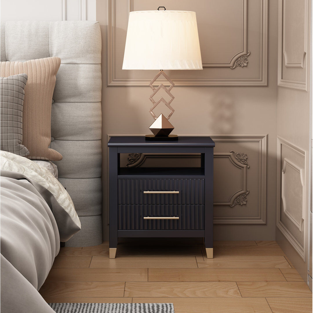 Marlow Home Co. Ambyr 50 cm W Bedside Table Grey 55cm H X 50cm W X 36cm D