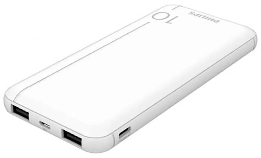 Philips Slim Powerbank 10000mAh met LED-indicator en Micro-USB kabel, wit