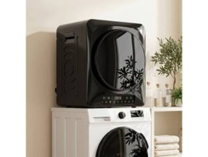 Sèche-Linge Compact À Évacuation Noir Sèche-Linge Électrique FloraGrace Pour Buanderie Avec Capteur DHumidité 49x43x61cm