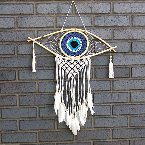 Beespoke Gifts Macrame Dromenvanger Boze Oog Wandhanger Blauw/Wit/Zwart