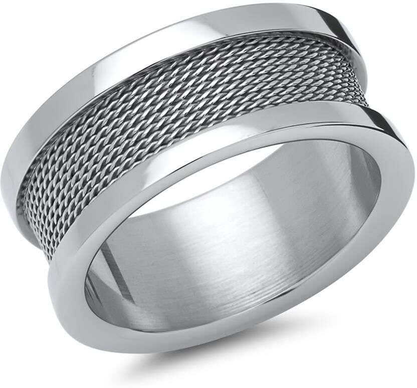 Unique Moderner Ring Edelstahl mit Stahlseil-Optik silber