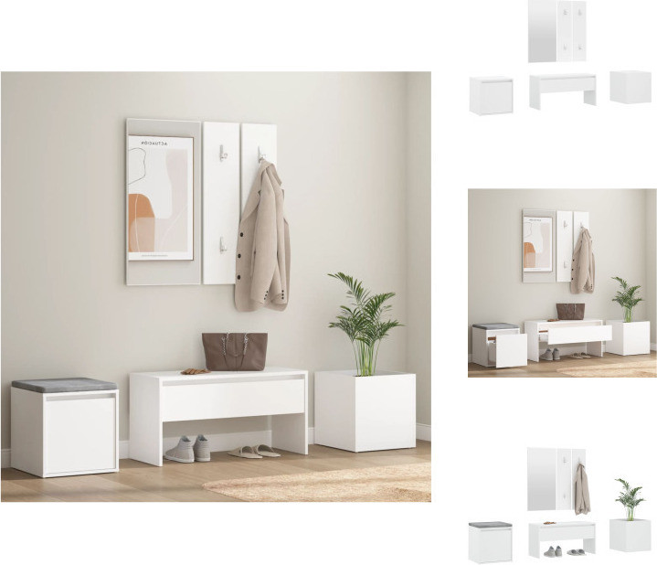 vidaXL Set woonkamer meubels wit houtvezel met kledingkasten en hoekoplossing