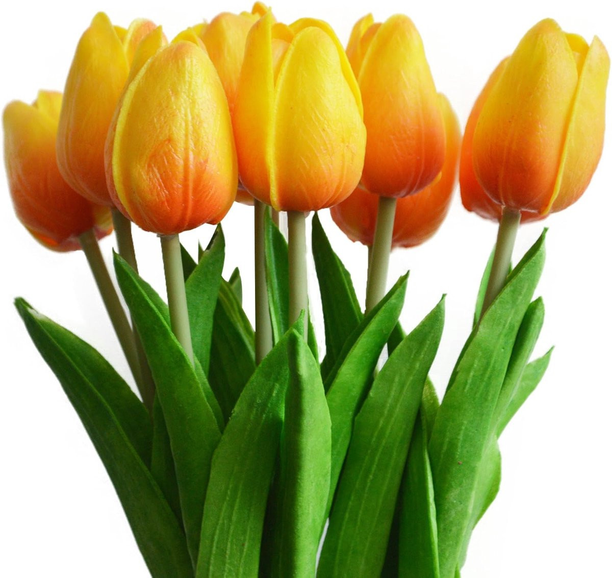 Set van 10 Real Touch kunst tulpen voor huisdecoratie - Oranje