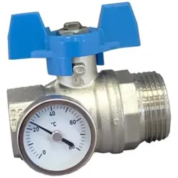 Oventrop OV Kugelhahn m Thermo blauer Flügelgriff 1Zoll IGx1Zo, Zubehör Heizen