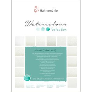 Hahnemühle Aquarellpapier Selection Block, 24 x 32 cm, 275 - 640 g/m², weiß, versch. Strukturen, 14 Blatt