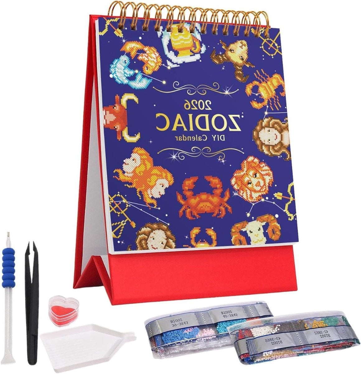 Kalender Edelsteen Art Maandelijkse Planner en Dagelijkse Planning Handgemaakte Decoratie Multicolor