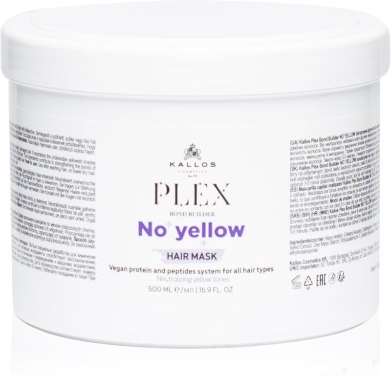 Kallos Plex No Yellow Maske für die Haare neutralisiert gelbe Verfärbungen 500 ml