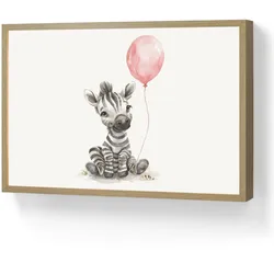 NACHTTISCHLAMPE MIT AKKU Zebra - Baby - Tiere - Rosa Luftballon 60x40 cm