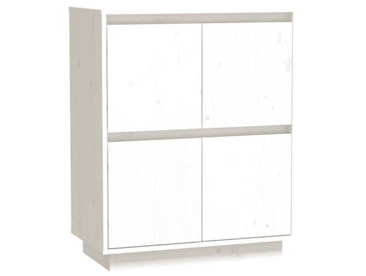 Buffet bas en bois massif de pin blanc - SALUTUYA - BD55852 - 4 portes - Style scandinave moderne