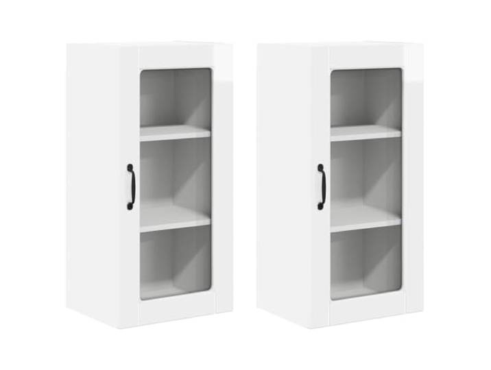 IBUQDDV Wandglas-Schrank Lucca 2 STK. Hochglanz Weiß Holzwerkstoff Geschirrspüler-Paneel, Holzwerkstoff, Innenbereich, rechteckig, Rahmen Holzwerkstoff, moderne Küche, minimalistisch