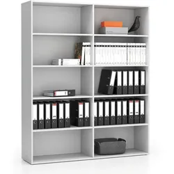 Hohes Büroregal LAYERS, 1582 x 400 x 1905, weiß
