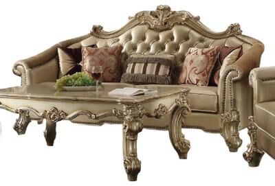 CDecor Casada Bone and Gold Patina Sofa with 5-Pillows
