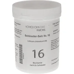 HOMOEOPATHIEFUCHS Schüssler-Salz Nummer 16 Lithium chloratum D6 Biochemie 1000 St Tabletten