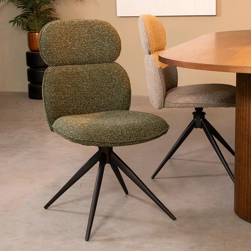 Label51 Eetkamerstoel Finn - Forest - Boucle - Zwart Metalen Frame