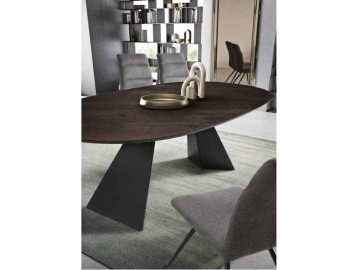 Table fixe - TOKYO - 210 cm - Chêne Thermal - Métal noir