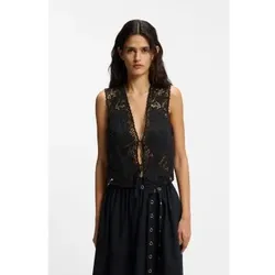 BOSS für Damen. 50556743 Bestickte Weste Irika schwarz (38), Lässig, Synthetisch