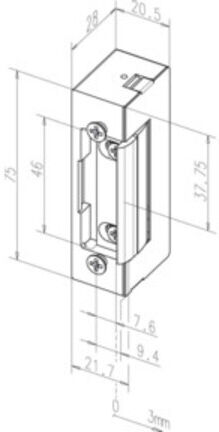 Ouvreur de porte 17 m. Fafix L. 20,5mm H. 75mm P. 28mm zinc moulé sous pression sans gâche ; effeff (1208602)