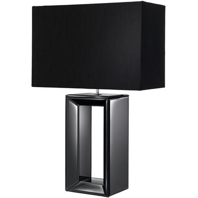 SEARCHLIGHT Tischleuchte "Mirror Table Lamp - Smoked Mirrored Glass & Black Faux Silk", schwarz (schwarzer spiegel), 1, H: 58cm, 1 Stk., Leuchten, Tischleuchte
