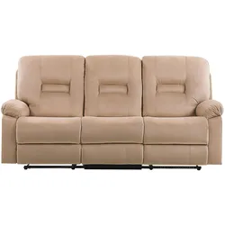 3-SITZER-SOFA mit LED-Beleuchtung Samtstoff Beige Bergen