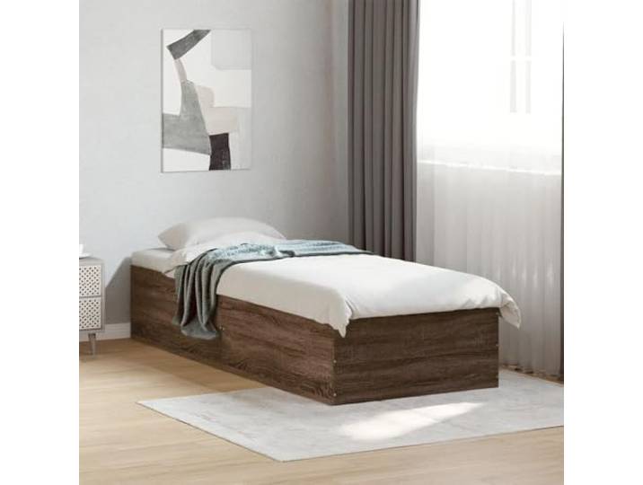 KTHLBRH Bettrahmen Eiche braun 90 x 200 cm aus mehrschichtigem Holz Lattenrost inklusive, optimale Unterstützung, modernes Design, einfache Montage