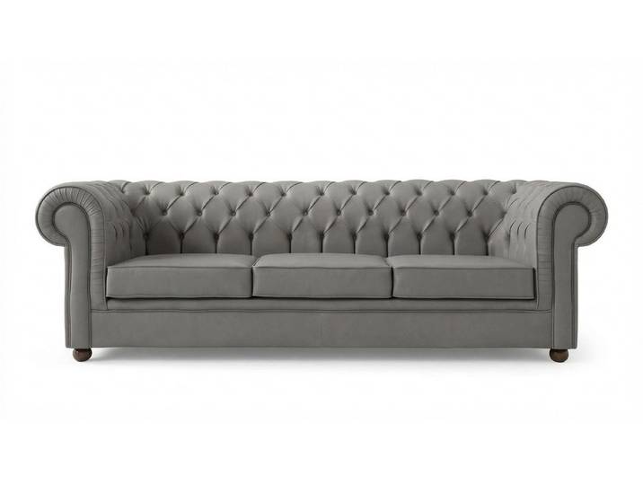 Xlmoebel Chesterfield-Sofa Beiges Dreisitzer Sofa aus Luxus Polsterstoff für Büros, Sofa 1 Teile, Made in Europa