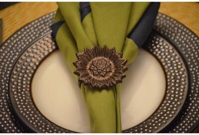 VIBHSA Napkin Rings Set of 12 (Antique Sunflower)