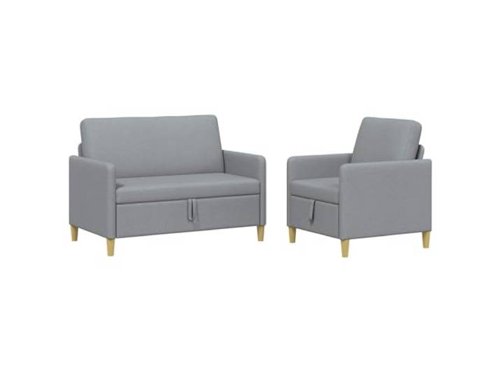 Favemtsl Sofa Set mit Stauraum 2-Teilig Couchgarnitur Hellgrau Polyester Platzsparende Couchgarnitur fürs Wohnzimmer mit hochklappbarer Sitzfläche für Kissen, Decken und stabilem Metallrahmen.