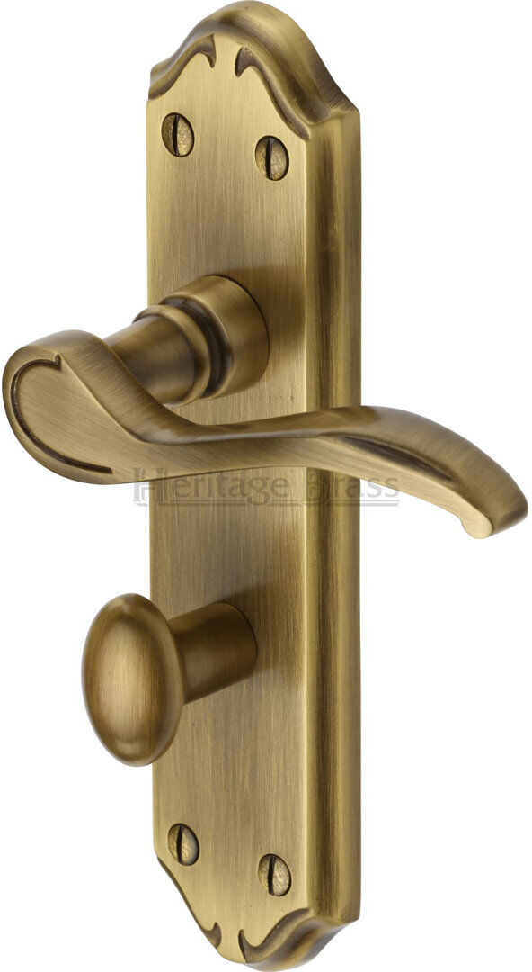 Heritage Brass Heritage Door Handle for Bathroom Verona Small Design Antique Brass 17.7cm H X 4.5cm W