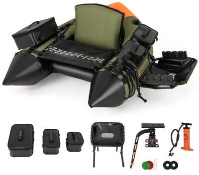 Costway Portable Fishing Boat with 3 Detachable Storage Boxes-Green