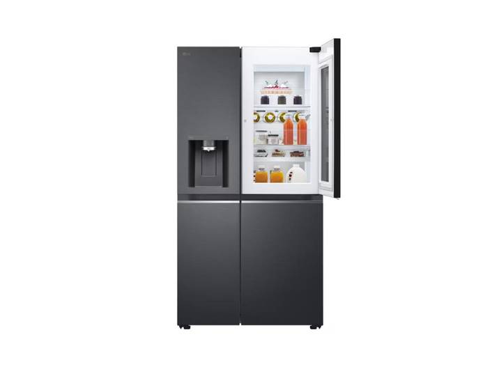 LG Kühl-/Gefrierkombination, Energieeffizienz: E, grau (schwarz), zzgl. Crushed Ice, Kühlschränke, InstaView™, Kühl-/Gefrierkombination