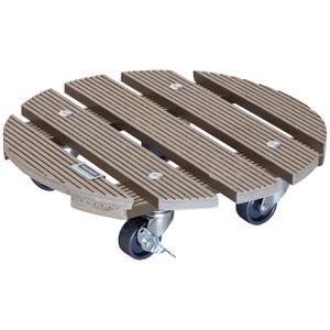 Wagner-System Pflanzenroller WPC GH 0536, für innen und außen, aus Kunststoff, taupe, Feststellbremsen, Ø 29 cm, bis 100 kg