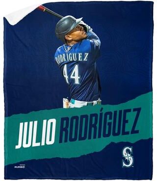 MLB Player Seattle Mariners Julio Rodriguez Silk Touch Sherpa Throw Blanket