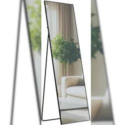 DELUKE Standspiegel KRAKOW - Glas Schwarz-matt 50x3x150 cm | Ganzkörperspiegel Freistehender Spiegel Groß Schlafzimmer