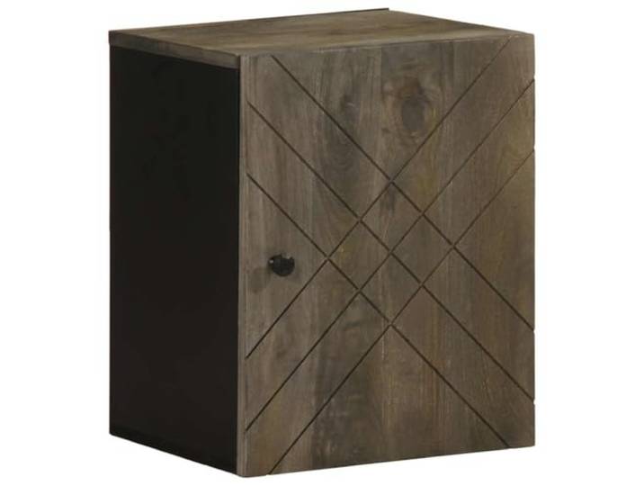HWKQEQRF Bad-Wandschrank Schwarz 38x33x48 cm Massivholz Mango Metallfuesse, Wandmontage, Tuer, reichlich Stauraum, Mangoholz-Maserung, Unikat, Montagezubehoer separat