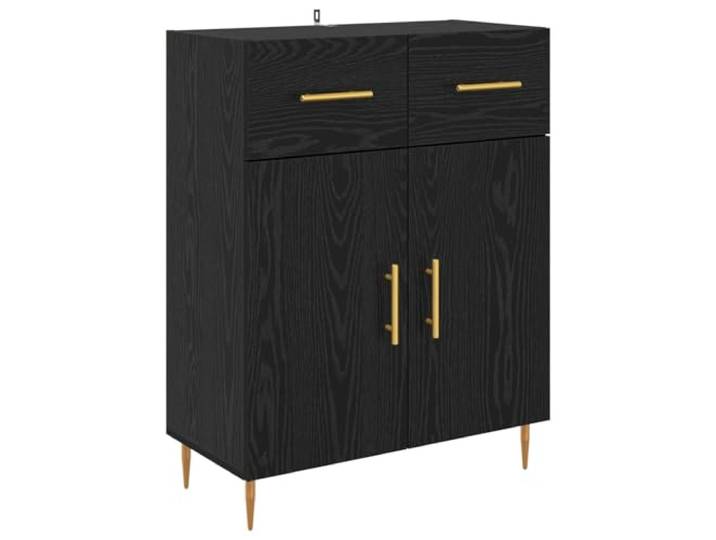 Roanoer Sideboard Schwarz Eichen-Optik 69,5x34x90 cm Holzwerkstoff Kompakte Kommode in dunkler Holznachbildung für Wohnzimmer und Essbereich, mit Metallbeinen und viel Stauraum.