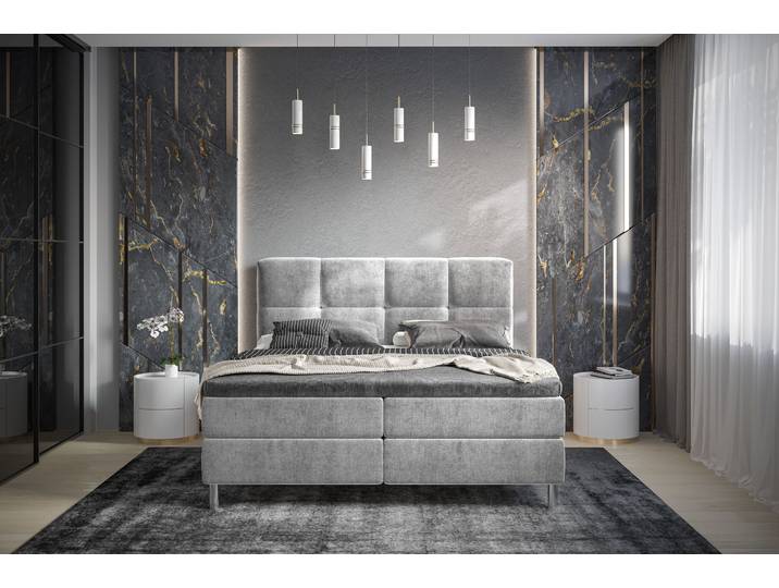 Boxbett Robanna 140 x 200cm Microfaser Valeria Grau/Hellgrau Rund