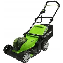 Greenworks, Rasenmäher, G24X2LM41K2x Plaeneklipper 2X24V 41cm - med 2x2Ah batteri og dobbelt lader (Akkubetrieb)