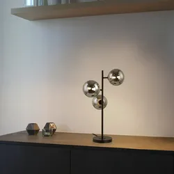 HOME DELUXE Tischlampe aus Glas VIOLA - Rauchgrau