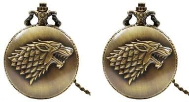 Uplift Picks Vintage Wolf Pocket Watch Quartz Arabic Numeral Wolf Head Pendant Timepiece 2 Pcs