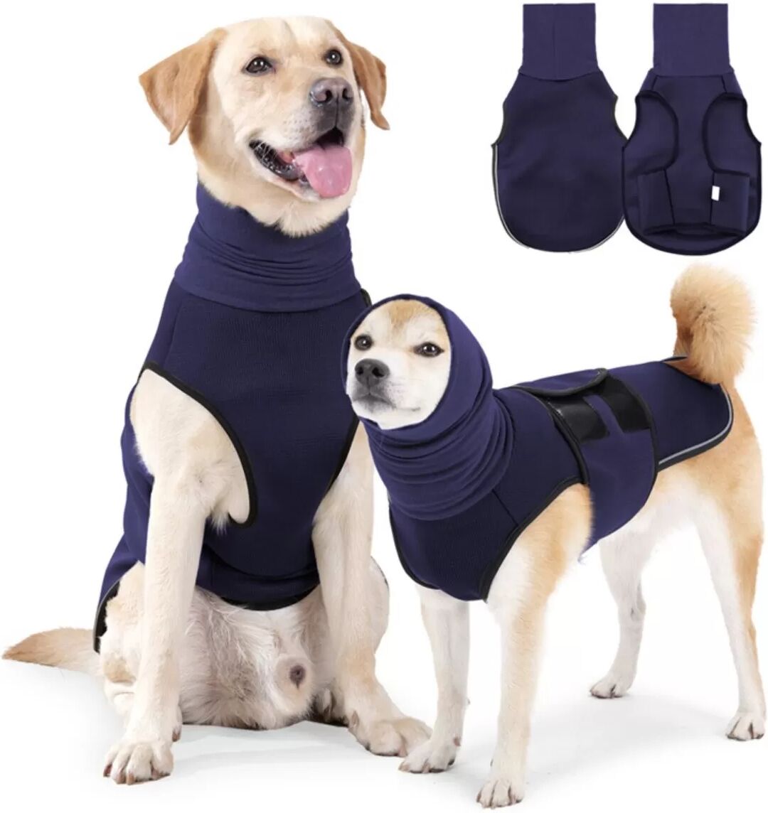 INF Hunde Angstberuhigungsweste - Wirksame Linderung bei Stress und Gewitterangst M Navy blau